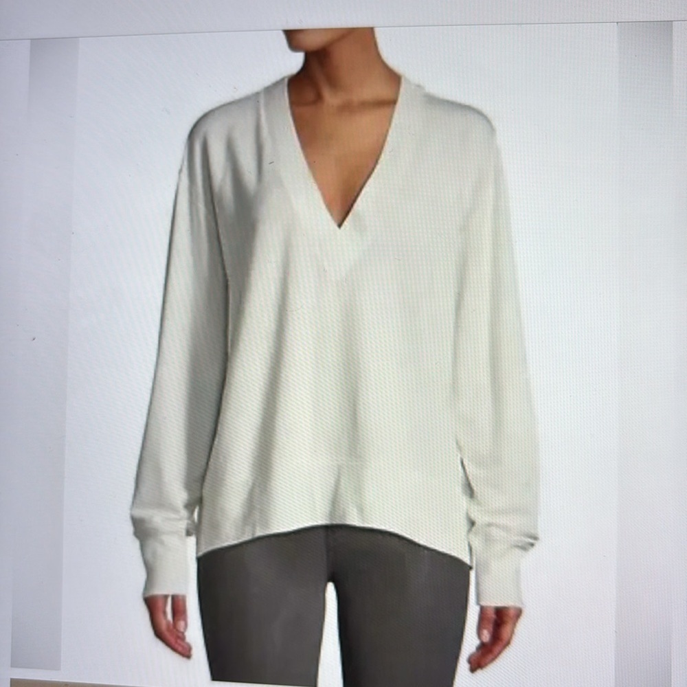 Rag & Bone White Lightweight V Neck Sweatshirt XS